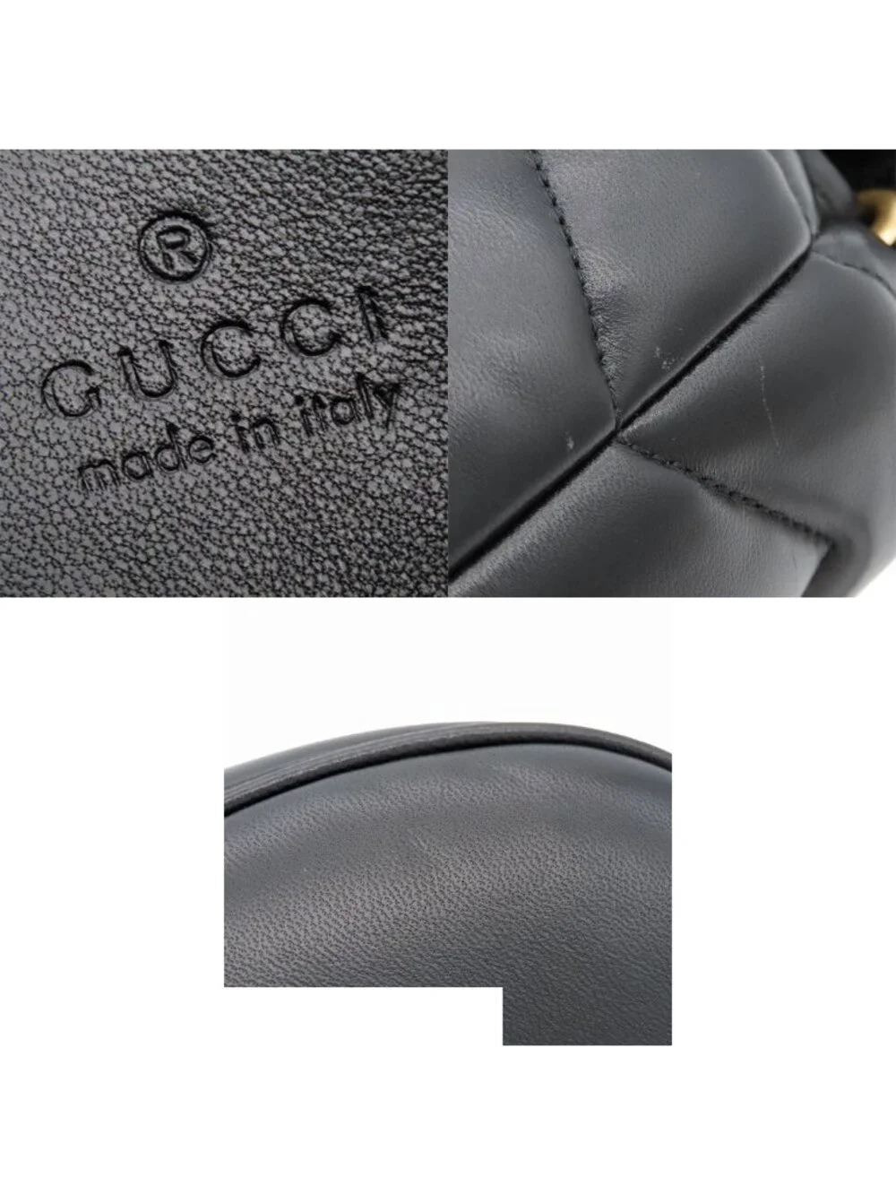 Gucci Backpack Black Leather GG Marmont Chevron